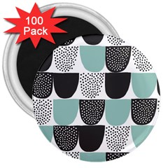 Sugar Blue Fabric Polka Dots Circle 3  Magnets (100 Pack)