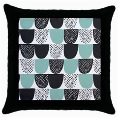 Sugar Blue Fabric Polka Dots Circle Throw Pillow Case (black)