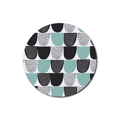 Sugar Blue Fabric Polka Dots Circle Rubber Coaster (round)  by Mariart