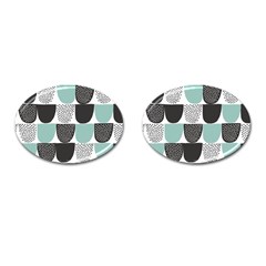 Sugar Blue Fabric Polka Dots Circle Cufflinks (oval)