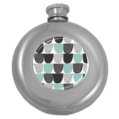 Sugar Blue Fabric Polka Dots Circle Round Hip Flask (5 Oz)