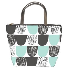 Sugar Blue Fabric Polka Dots Circle Bucket Bags