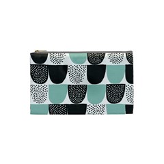 Sugar Blue Fabric Polka Dots Circle Cosmetic Bag (small) 