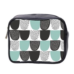 Sugar Blue Fabric Polka Dots Circle Mini Toiletries Bag 2-side