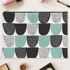 Sugar Blue Fabric Polka Dots Circle Cosmetic Bag (xxxl) 