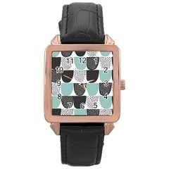 Sugar Blue Fabric Polka Dots Circle Rose Gold Leather Watch 