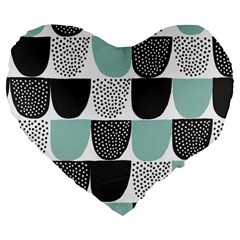 Sugar Blue Fabric Polka Dots Circle Large 19  Premium Flano Heart Shape Cushions