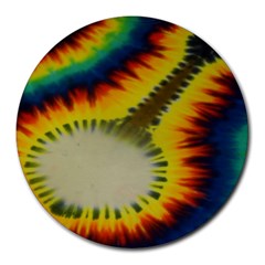 Red Blue Yellow Green Medium Rainbow Tie Dye Kaleidoscope Opaque Color Round Mousepads by Mariart