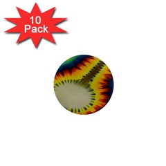 Red Blue Yellow Green Medium Rainbow Tie Dye Kaleidoscope Opaque Color 1  Mini Magnet (10 Pack)  by Mariart