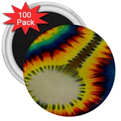 Red Blue Yellow Green Medium Rainbow Tie Dye Kaleidoscope Opaque Color 3  Magnets (100 Pack) by Mariart