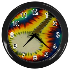 Red Blue Yellow Green Medium Rainbow Tie Dye Kaleidoscope Opaque Color Wall Clocks (black)