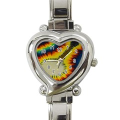 Red Blue Yellow Green Medium Rainbow Tie Dye Kaleidoscope Opaque Color Heart Italian Charm Watch by Mariart