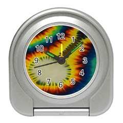 Red Blue Yellow Green Medium Rainbow Tie Dye Kaleidoscope Opaque Color Travel Alarm Clocks