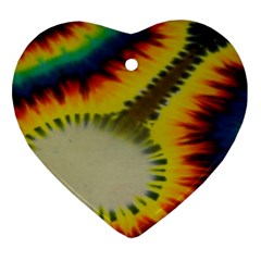 Red Blue Yellow Green Medium Rainbow Tie Dye Kaleidoscope Opaque Color Heart Ornament (two Sides) by Mariart