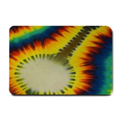 Red Blue Yellow Green Medium Rainbow Tie Dye Kaleidoscope Opaque Color Small Doormat  by Mariart