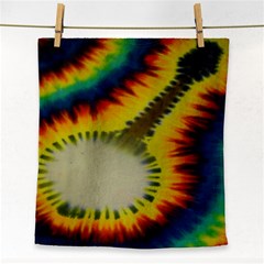 Red Blue Yellow Green Medium Rainbow Tie Dye Kaleidoscope Opaque Color Face Towel by Mariart