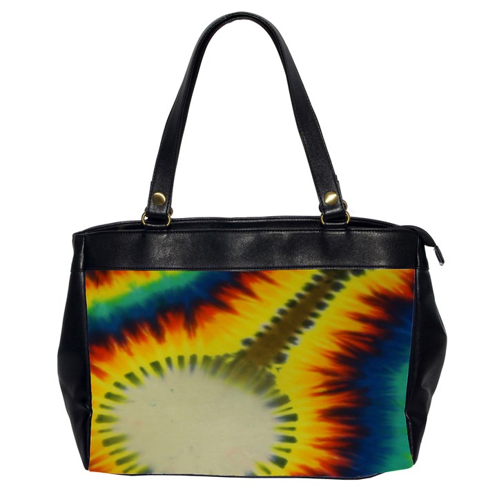 Red Blue Yellow Green Medium Rainbow Tie Dye Kaleidoscope Opaque Color Office Handbags (2 Sides) 