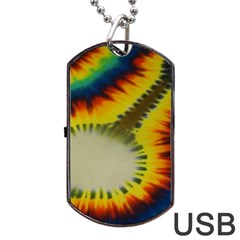 Red Blue Yellow Green Medium Rainbow Tie Dye Kaleidoscope Opaque Color Dog Tag Usb Flash (one Side) by Mariart