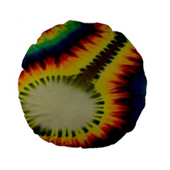 Red Blue Yellow Green Medium Rainbow Tie Dye Kaleidoscope Opaque Color Standard 15  Premium Round Cushions by Mariart