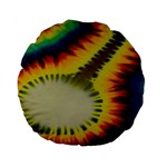 Red Blue Yellow Green Medium Rainbow Tie Dye Kaleidoscope Opaque Color Standard 15  Premium Round Cushions Front