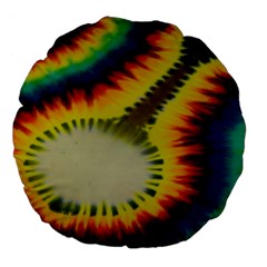 Red Blue Yellow Green Medium Rainbow Tie Dye Kaleidoscope Opaque Color Large 18  Premium Flano Round Cushions by Mariart