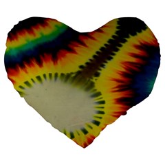 Red Blue Yellow Green Medium Rainbow Tie Dye Kaleidoscope Opaque Color Large 19  Premium Flano Heart Shape Cushions by Mariart