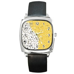 Spot Polka Dots Orange Black Square Metal Watch