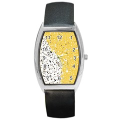 Spot Polka Dots Orange Black Barrel Style Metal Watch by Mariart