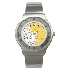 Spot Polka Dots Orange Black Stainless Steel Watch by Mariart