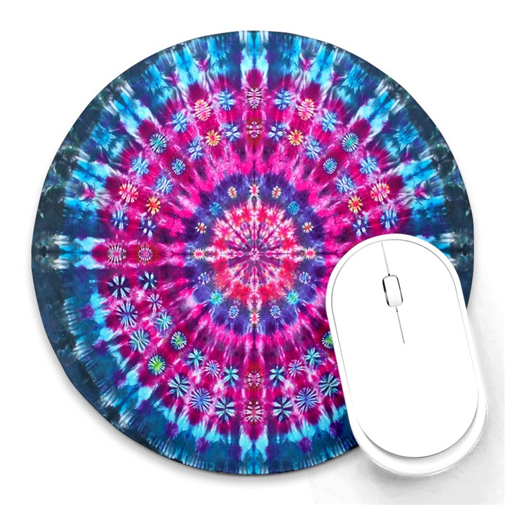 Red Blue Tie Dye Kaleidoscope Opaque Color Circle Round Mousepads