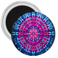 Red Blue Tie Dye Kaleidoscope Opaque Color Circle 3  Magnets by Mariart