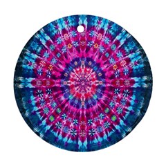 Red Blue Tie Dye Kaleidoscope Opaque Color Circle Ornament (round)