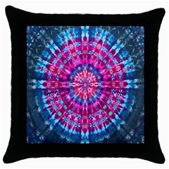 Red Blue Tie Dye Kaleidoscope Opaque Color Circle Throw Pillow Case (black) by Mariart