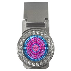 Red Blue Tie Dye Kaleidoscope Opaque Color Circle Money Clips (cz) 