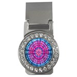 Red Blue Tie Dye Kaleidoscope Opaque Color Circle Money Clips (CZ)  Front