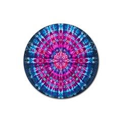 Red Blue Tie Dye Kaleidoscope Opaque Color Circle Rubber Coaster (round) 