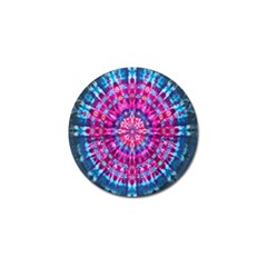 Red Blue Tie Dye Kaleidoscope Opaque Color Circle Golf Ball Marker