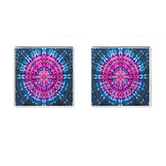 Red Blue Tie Dye Kaleidoscope Opaque Color Circle Cufflinks (square)