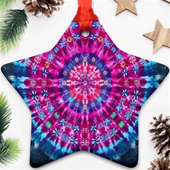 Red Blue Tie Dye Kaleidoscope Opaque Color Circle Star Ornament (two Sides)