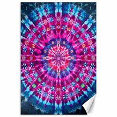 Red Blue Tie Dye Kaleidoscope Opaque Color Circle Canvas 24  X 36 