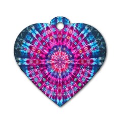 Red Blue Tie Dye Kaleidoscope Opaque Color Circle Dog Tag Heart (two Sides)