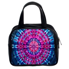 Red Blue Tie Dye Kaleidoscope Opaque Color Circle Classic Handbags (2 Sides) by Mariart