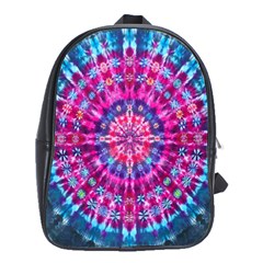 Red Blue Tie Dye Kaleidoscope Opaque Color Circle School Bags(large)  by Mariart