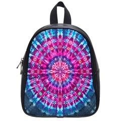 Red Blue Tie Dye Kaleidoscope Opaque Color Circle School Bags (small)  by Mariart