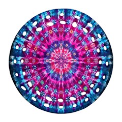 Red Blue Tie Dye Kaleidoscope Opaque Color Circle Ornament (round Filigree) by Mariart