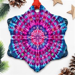 Red Blue Tie Dye Kaleidoscope Opaque Color Circle Snowflake Ornament (two Sides) by Mariart