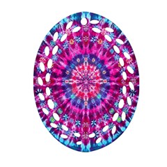 Red Blue Tie Dye Kaleidoscope Opaque Color Circle Oval Filigree Ornament (two Sides) by Mariart