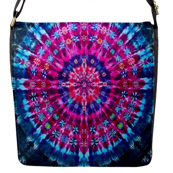 Red Blue Tie Dye Kaleidoscope Opaque Color Circle Flap Messenger Bag (S)