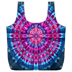 Red Blue Tie Dye Kaleidoscope Opaque Color Circle Full Print Recycle Bags (l)  by Mariart