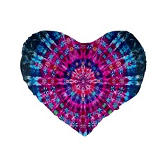 Red Blue Tie Dye Kaleidoscope Opaque Color Circle Standard 16  Premium Flano Heart Shape Cushions by Mariart